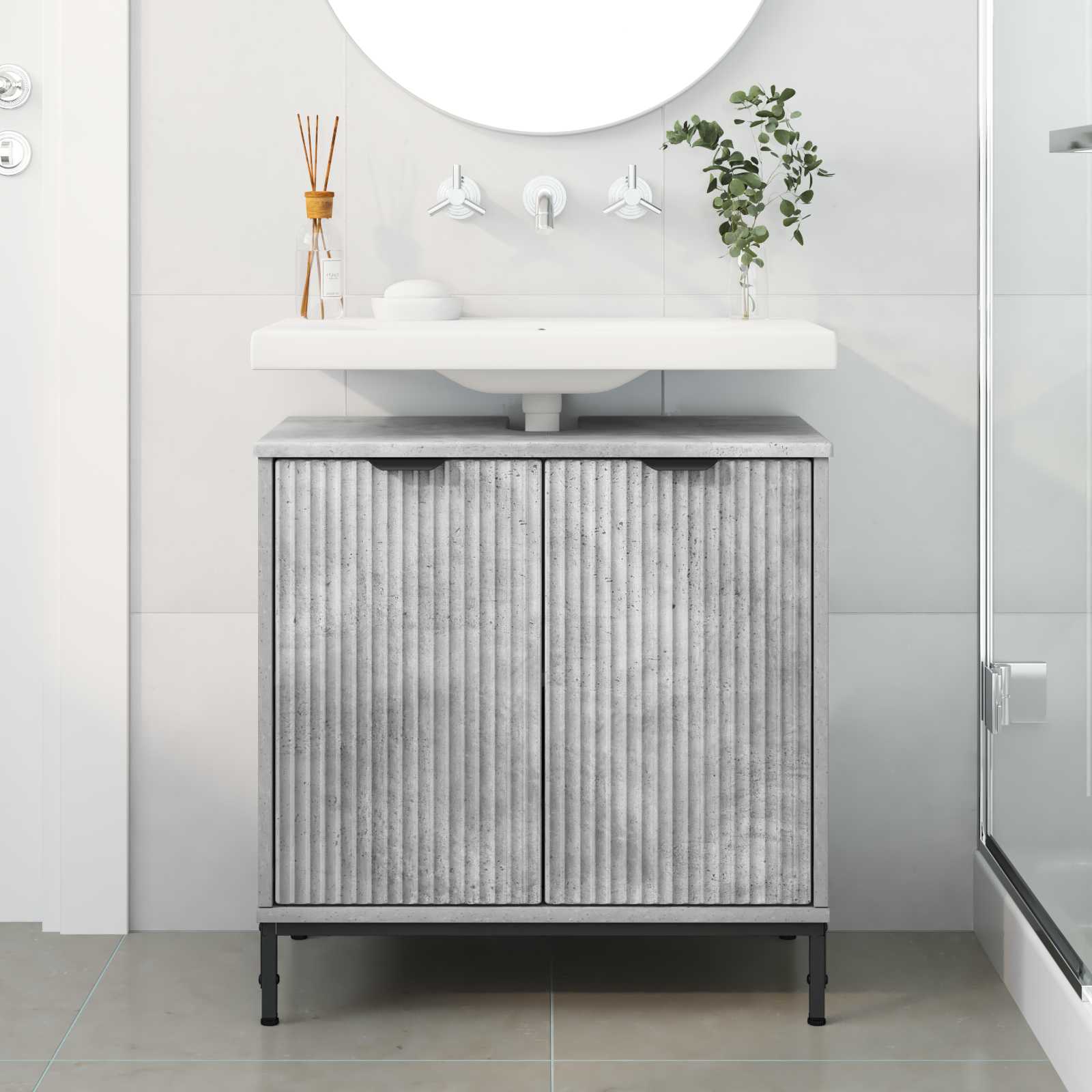 vidaXL Szafka pod umywalkę Betonowy szary 60,5 x 33,5 x 61 cm