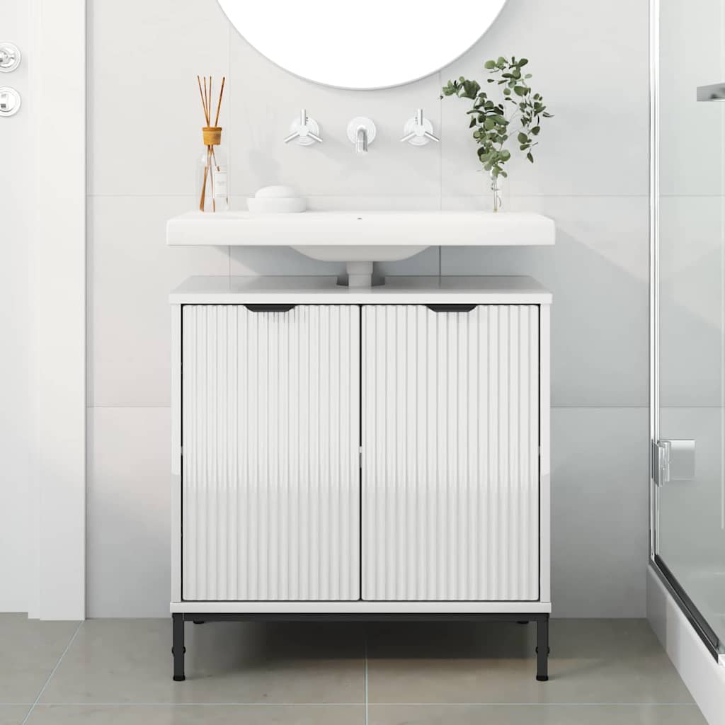 vidaXL Szafka pod umywalkę Biały na wysoki połysk 60.5 x 33.5 x 61 cm