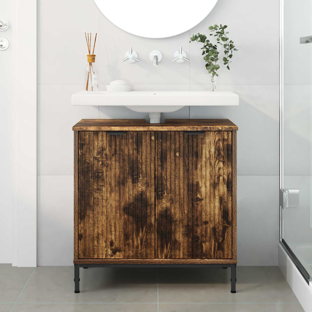 vidaXL Szafka pod umywalkę Dąb wędzony 60,5 x 33,5 x 61 cm