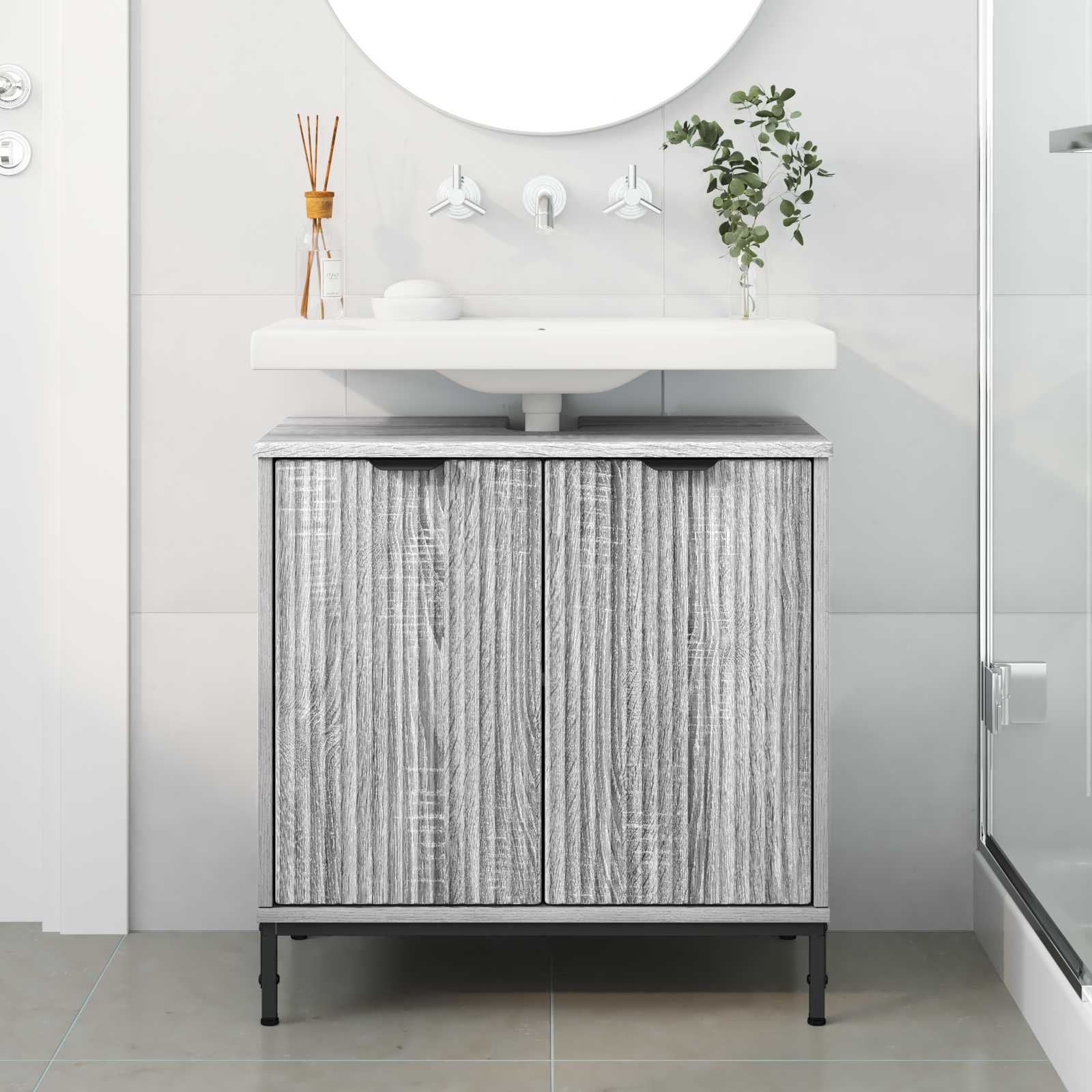 vidaXL Szafka pod umywalkę Szary Sonoma 60,5 x 33,5 x 61 cm