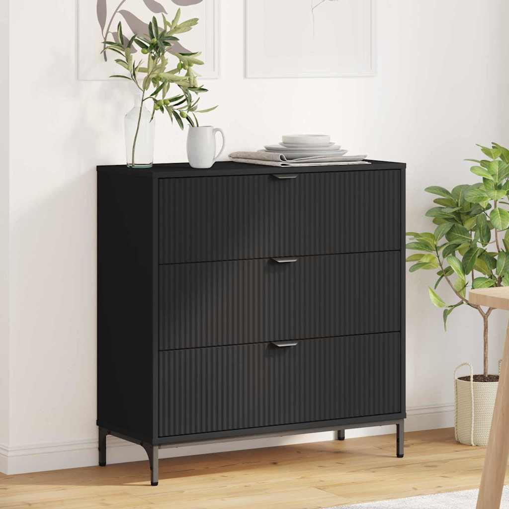 vidaXL Bufet Czarny 79,5 x 33 x 82 cm Materiał drewnopochodny