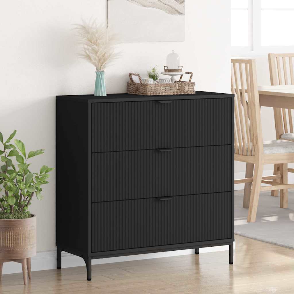 vidaXL Bufet Czarny 79,5 x 33 x 82 cm Materiał drewnopochodny