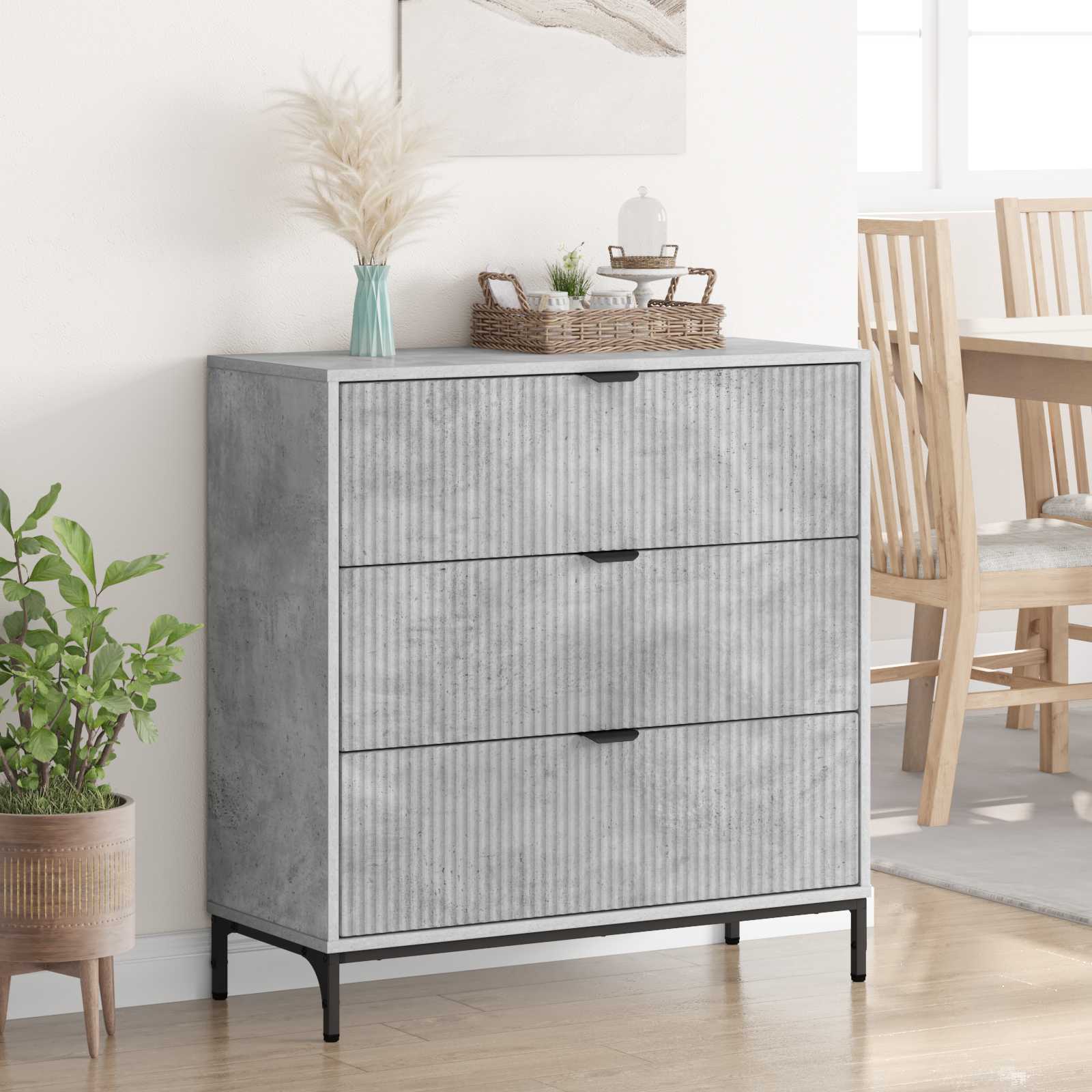 vidaXL Bufet Betonowy szary 79,5 x 33 x 82 cm Drewno inżynieryjne