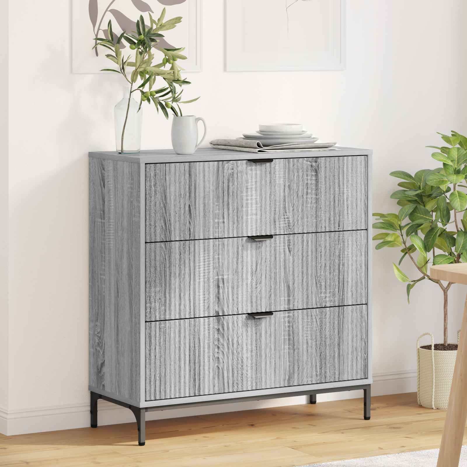 vidaXL Bufet Szary Sonoma 79,5 x 33 x 82 cm Drewno inżynieryjne