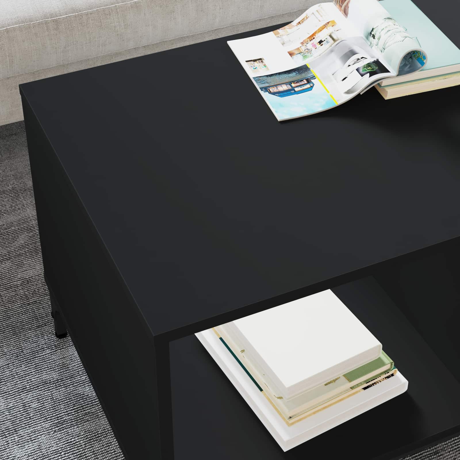 vidaXL Stolik kawowy Czarny Dąb 90 x 49 x 46 cm Drewno inżynieryjne