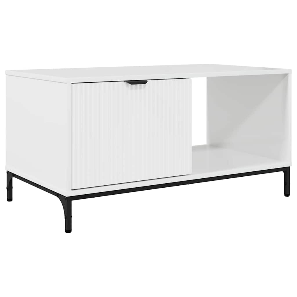 vidaXL Stolik kawowy z szufladą Wysoki połysk biały 90 x 49 x 46 cm