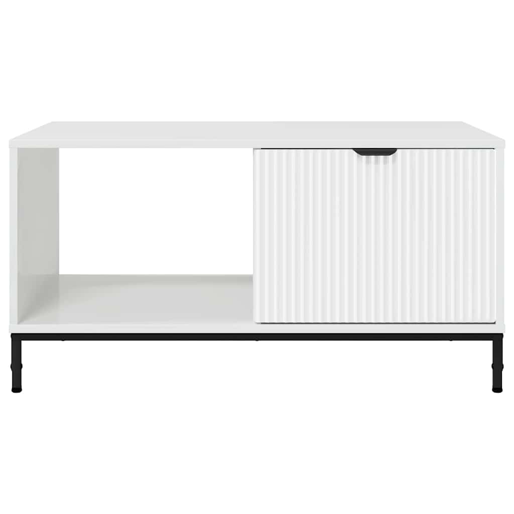 vidaXL Stolik kawowy z szufladą Wysoki połysk biały 90 x 49 x 46 cm