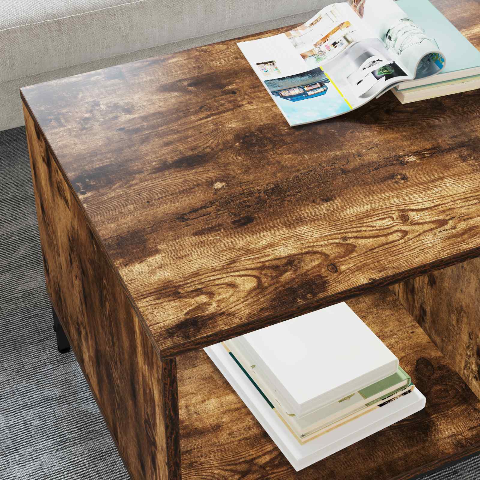 vidaXL Stolik kawowy Dąb wędzony 90 x 49 x 46 cm Drewno inżynieryjne