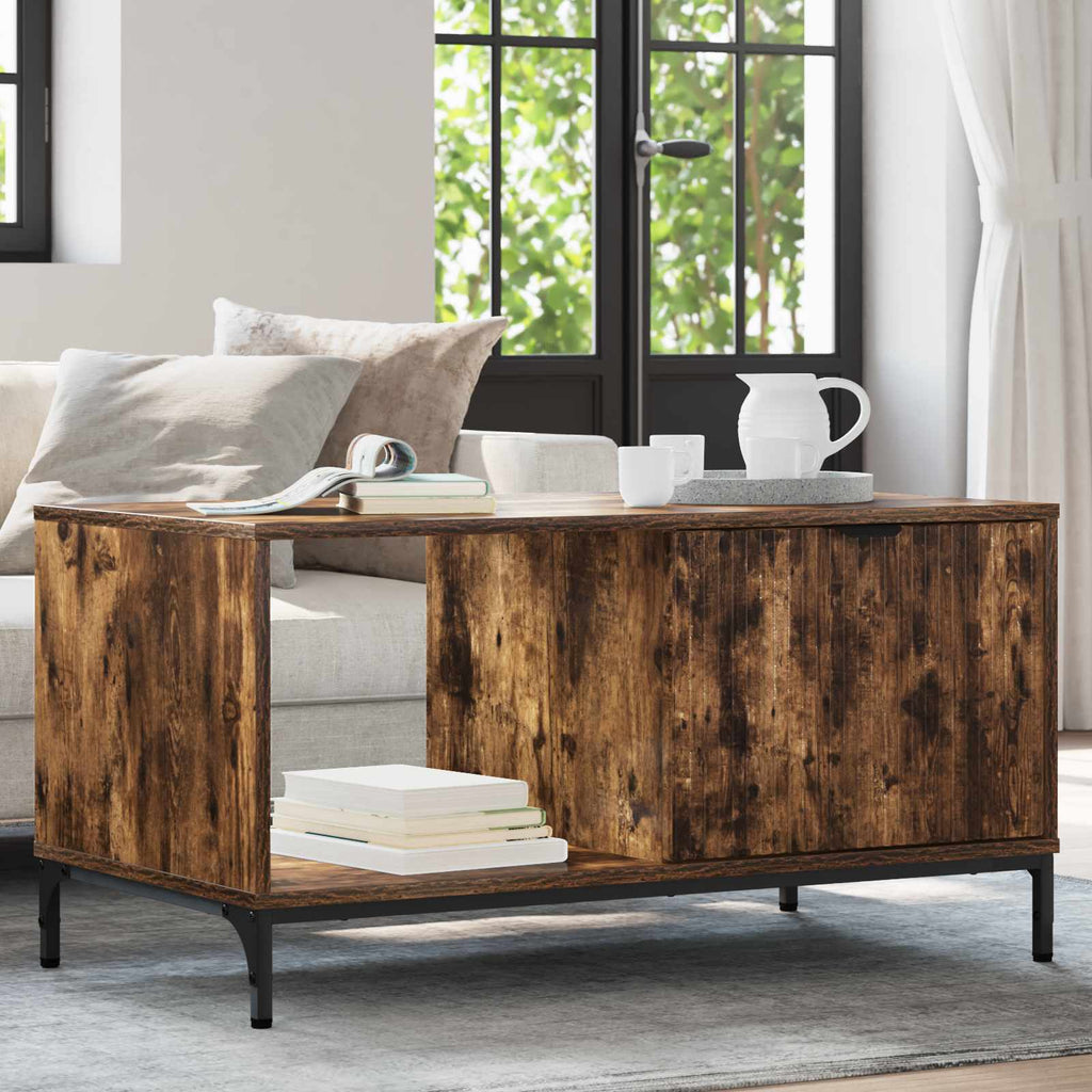 vidaXL Stolik kawowy Dąb wędzony 90 x 49 x 46 cm Drewno inżynieryjne
