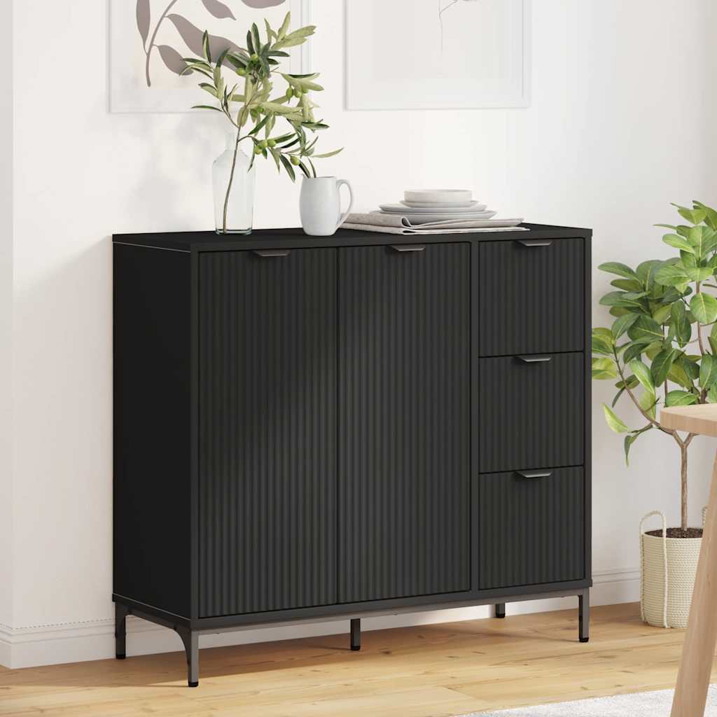vidaXL Bufet Czarny 89,5 x 33 x 82 cm Materiał drewnopochodny