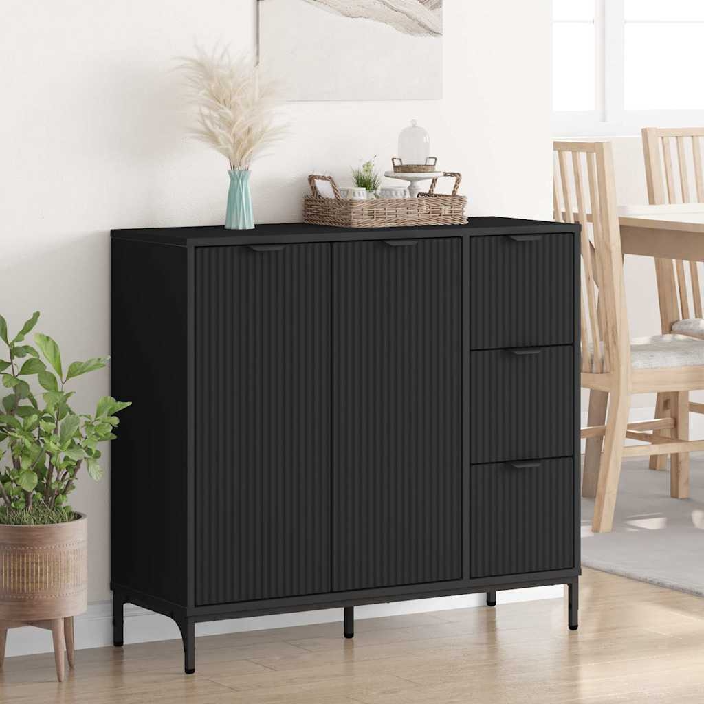 vidaXL Bufet Czarny 89,5 x 33 x 82 cm Materiał drewnopochodny
