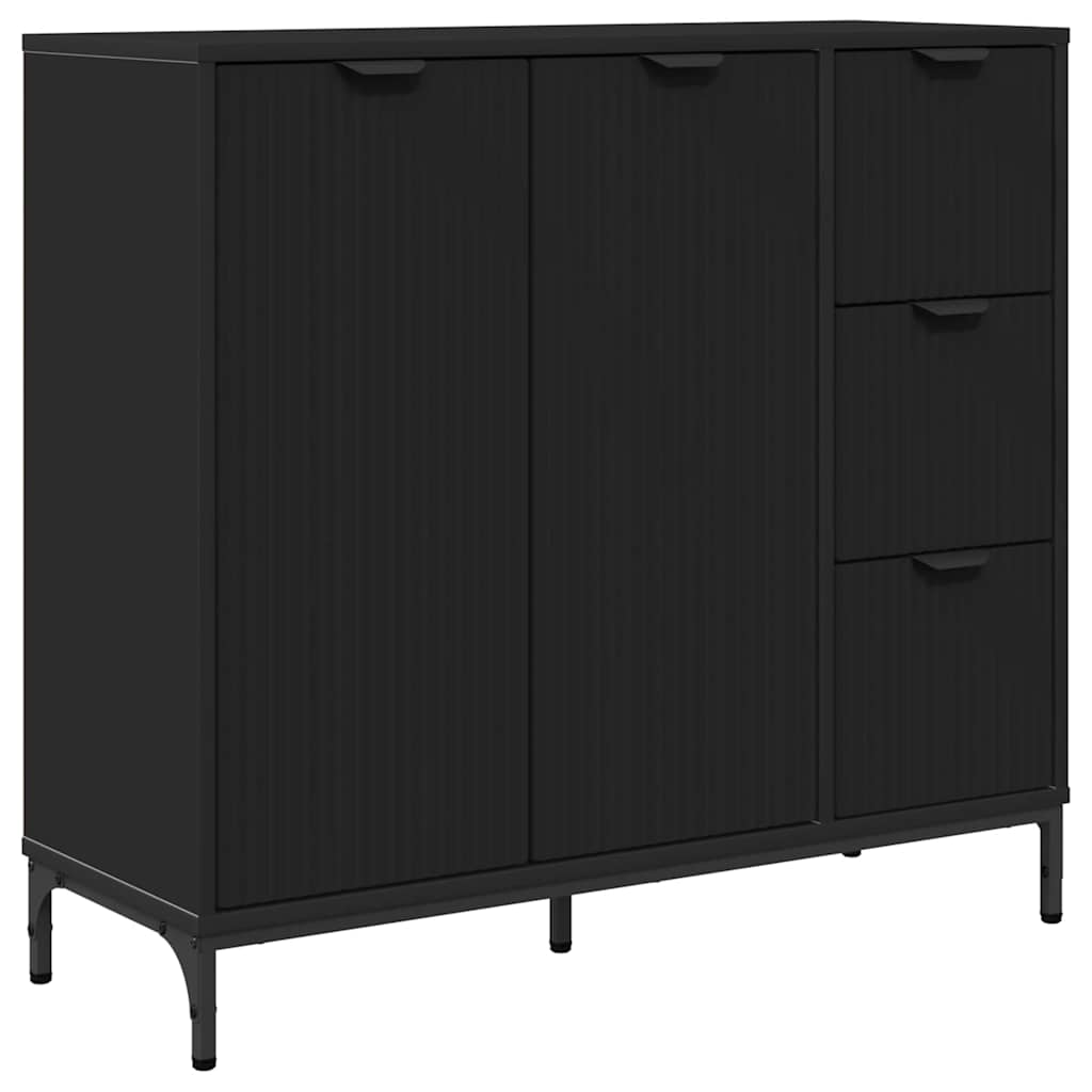 vidaXL Bufet Czarny 89,5 x 33 x 82 cm Materiał drewnopochodny