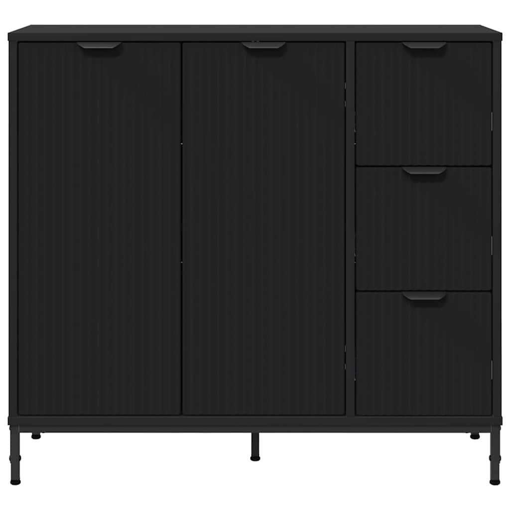 vidaXL Bufet Czarny 89,5 x 33 x 82 cm Materiał drewnopochodny