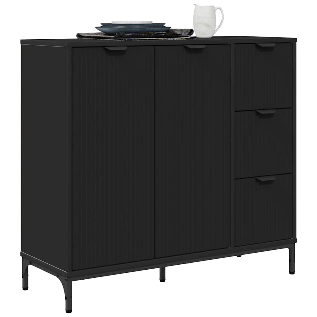 vidaXL Bufet Czarny 89,5 x 33 x 82 cm Materiał drewnopochodny
