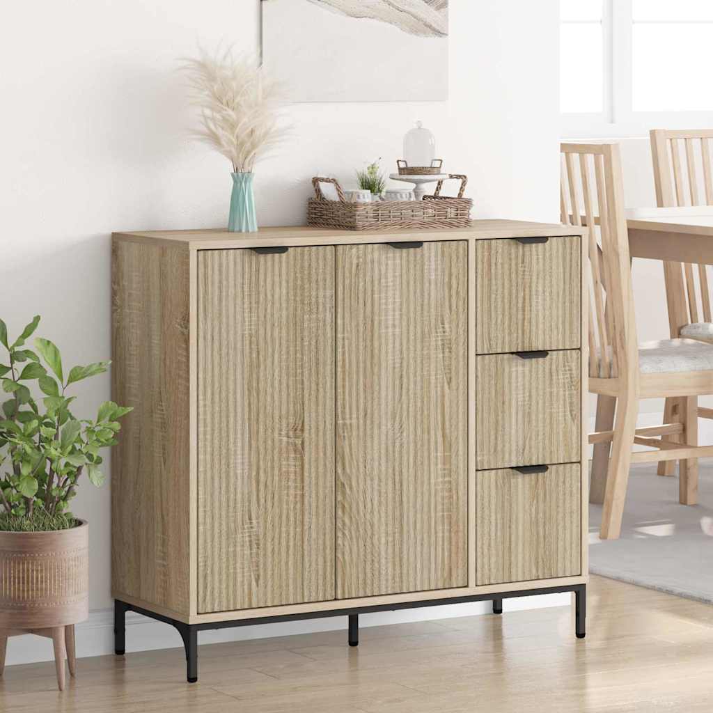 vidaXL Bufet Dąb Sonoma 89,5 x 33 x 82 cm Materiał drewnopochodny
