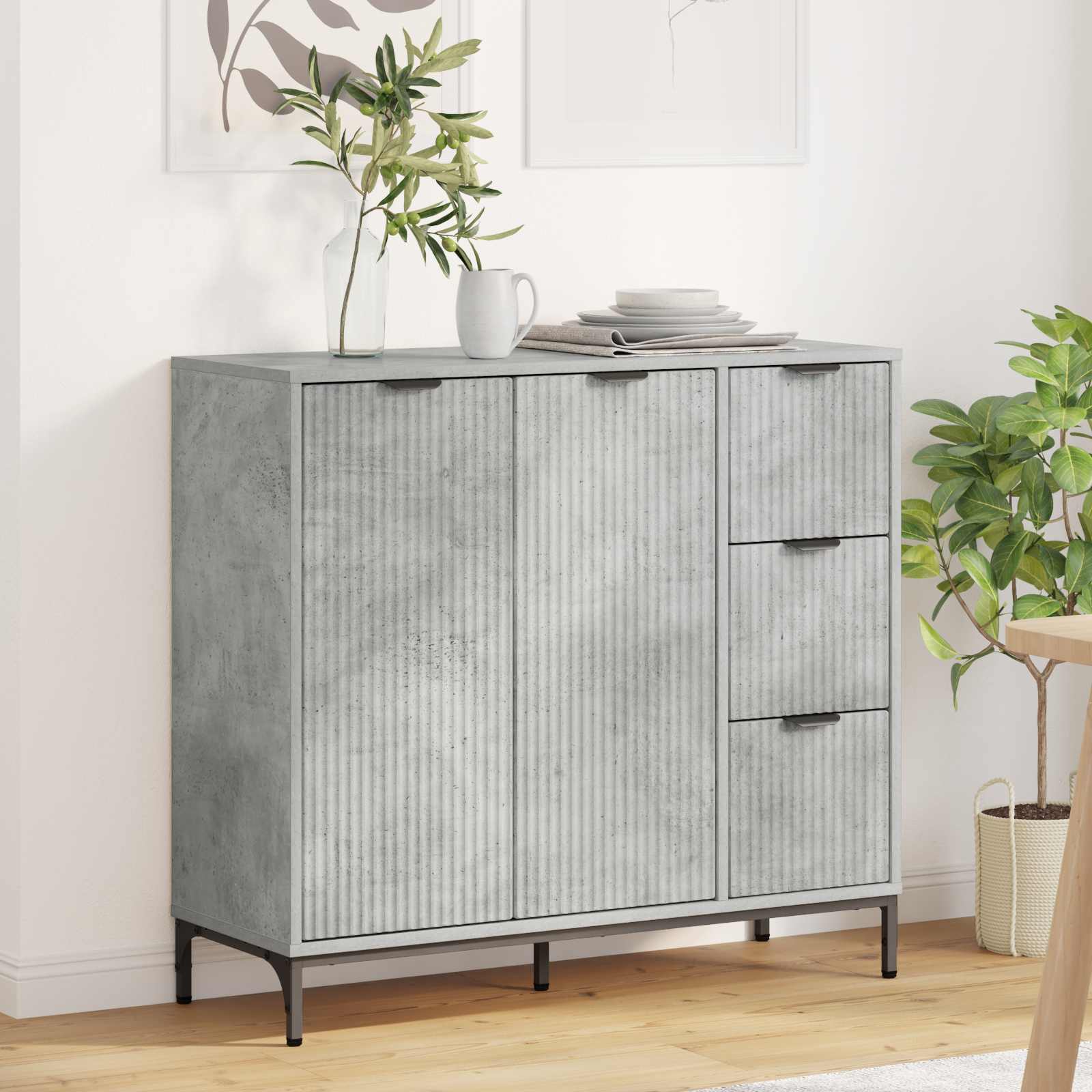 vidaXL Bufet Betonowy szary 89,5 x 33 x 82 cm Drewno inżynieryjne