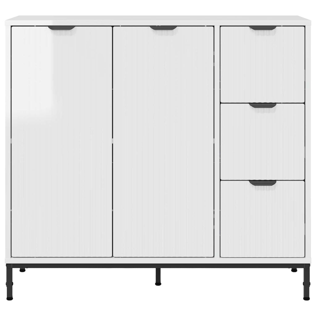 vidaXL Bufet Wysoki połysk biały 89,5 x 33 x 82 cm Drewno inżynieryjne