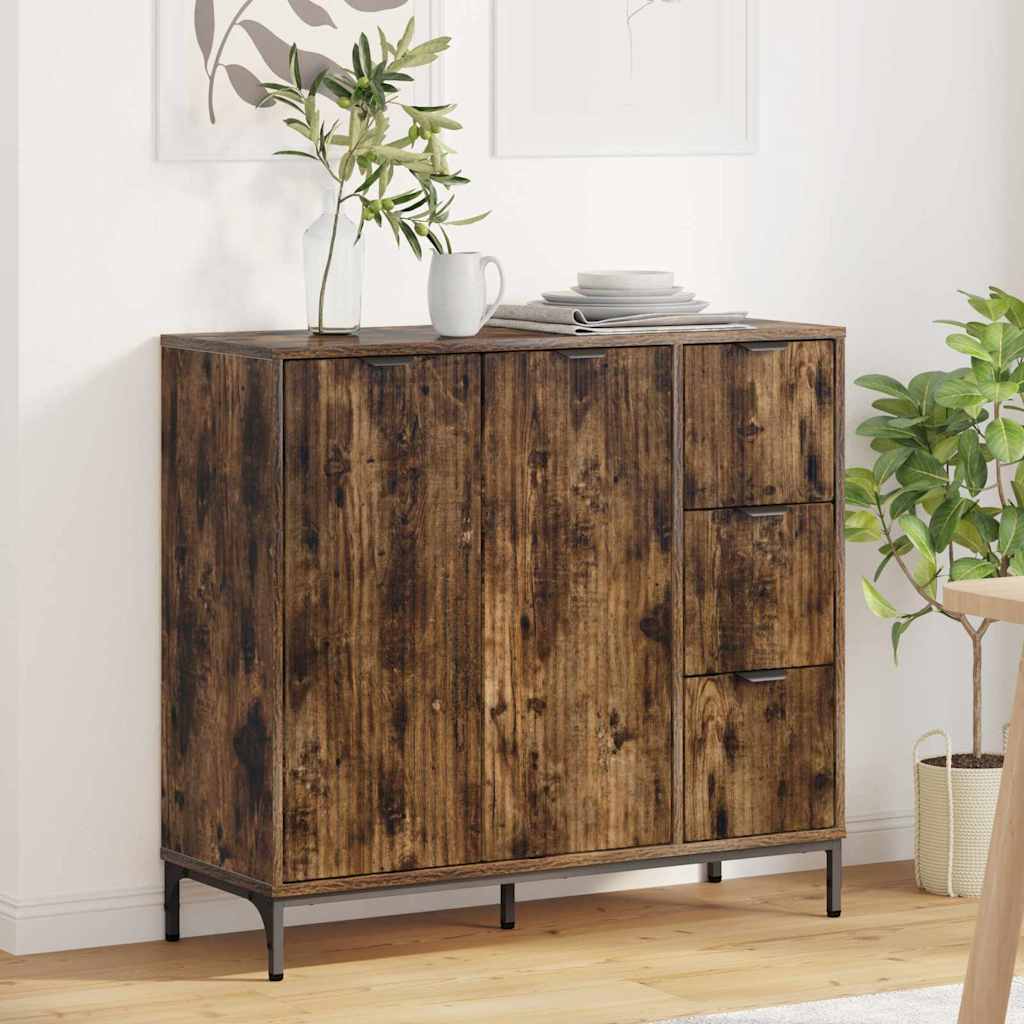 vidaXL Bufet Dąb wędzony 89,5 x 33 x 82 cm Materiał drewnopochodny