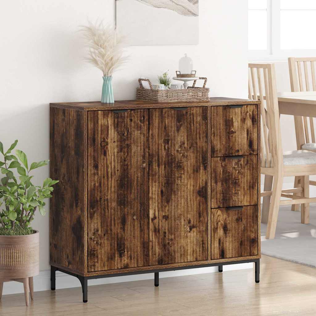 vidaXL Bufet Dąb wędzony 89,5 x 33 x 82 cm Materiał drewnopochodny