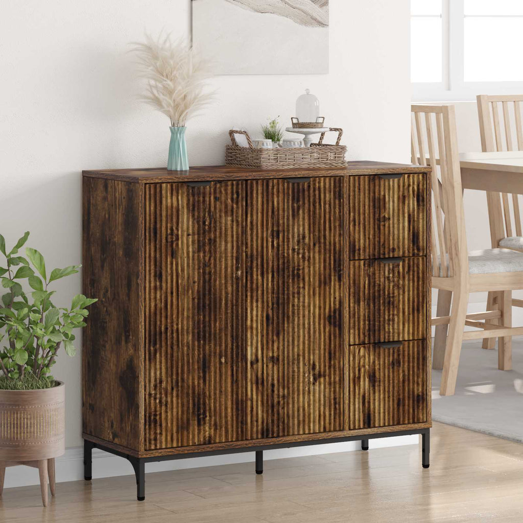 vidaXL Bufet Dąb wędzony 89,5 x 33 x 82 cm Drewno inżynieryjne