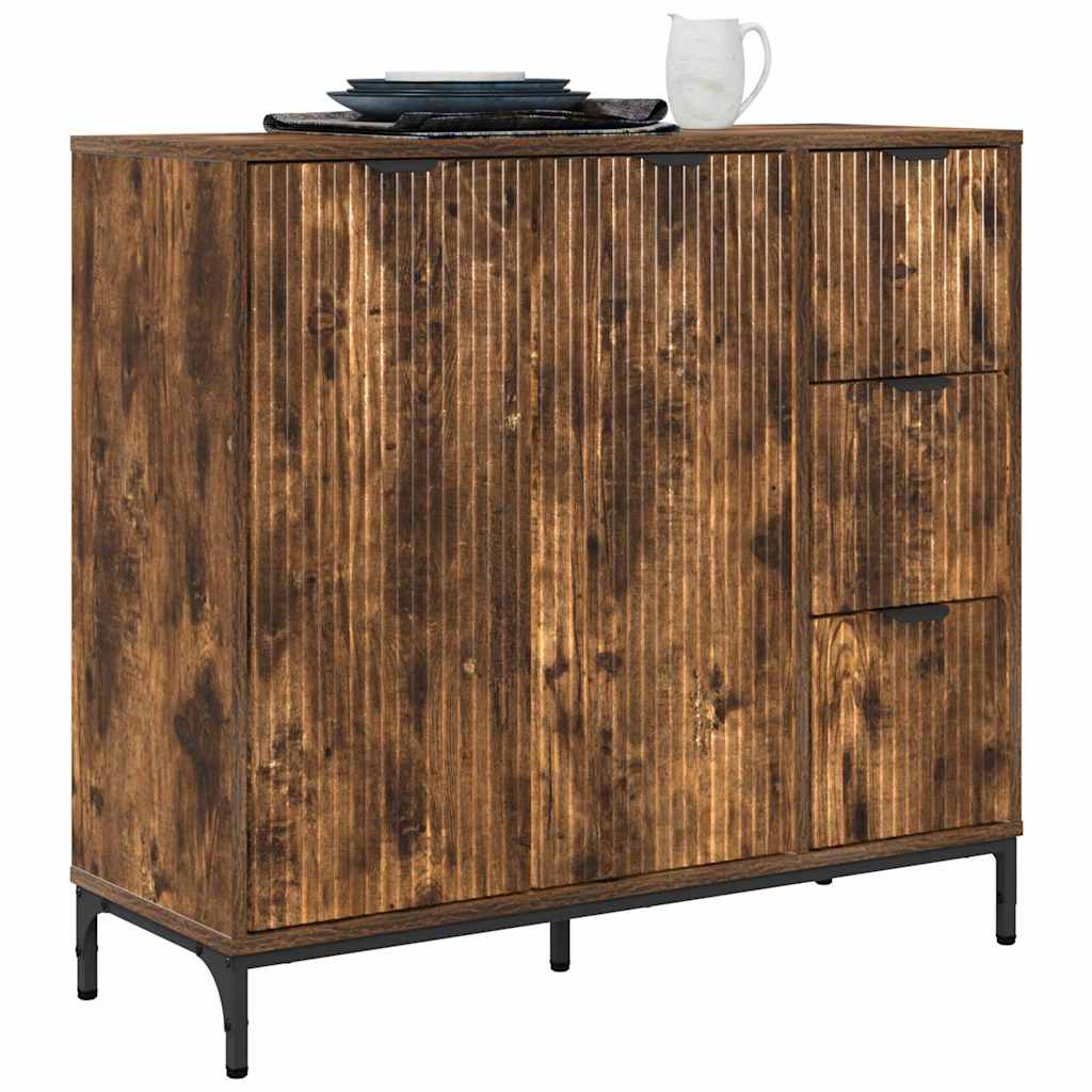 vidaXL Bufet Dąb wędzony 89,5 x 33 x 82 cm Materiał drewnopochodny
