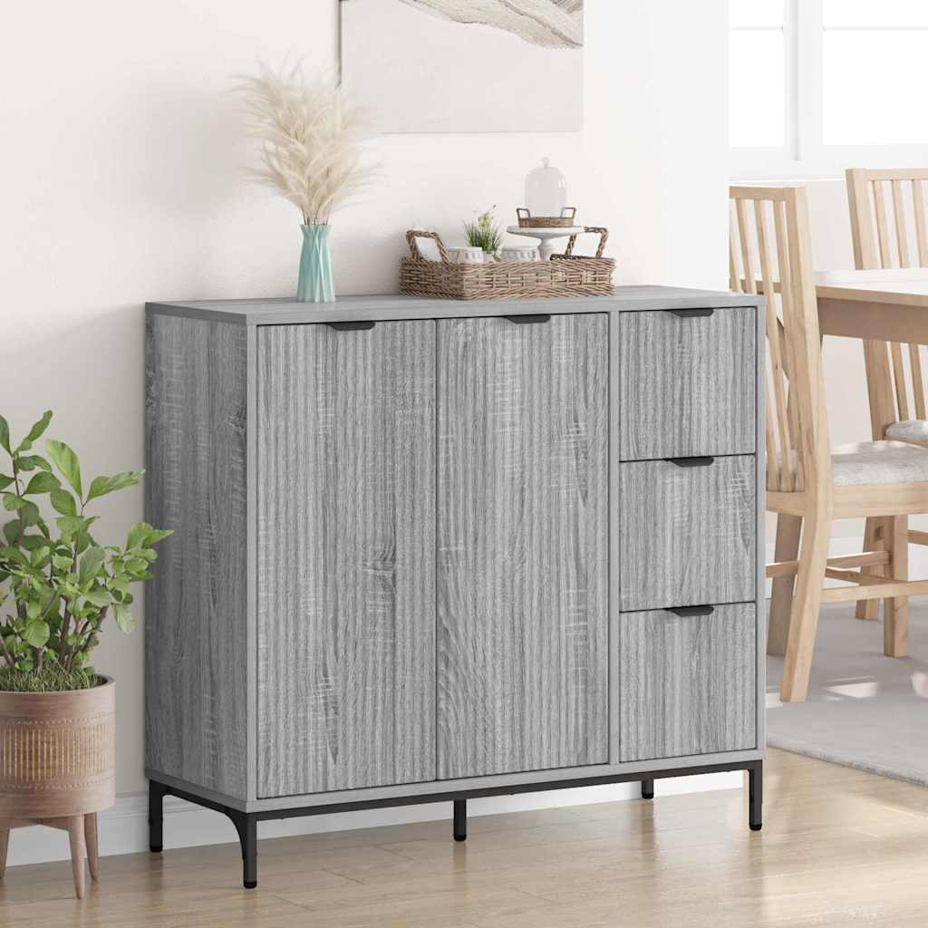 vidaXL Bufet Szary Sonoma 89,5 x 33 x 82 cm Materiał drewnopochodny