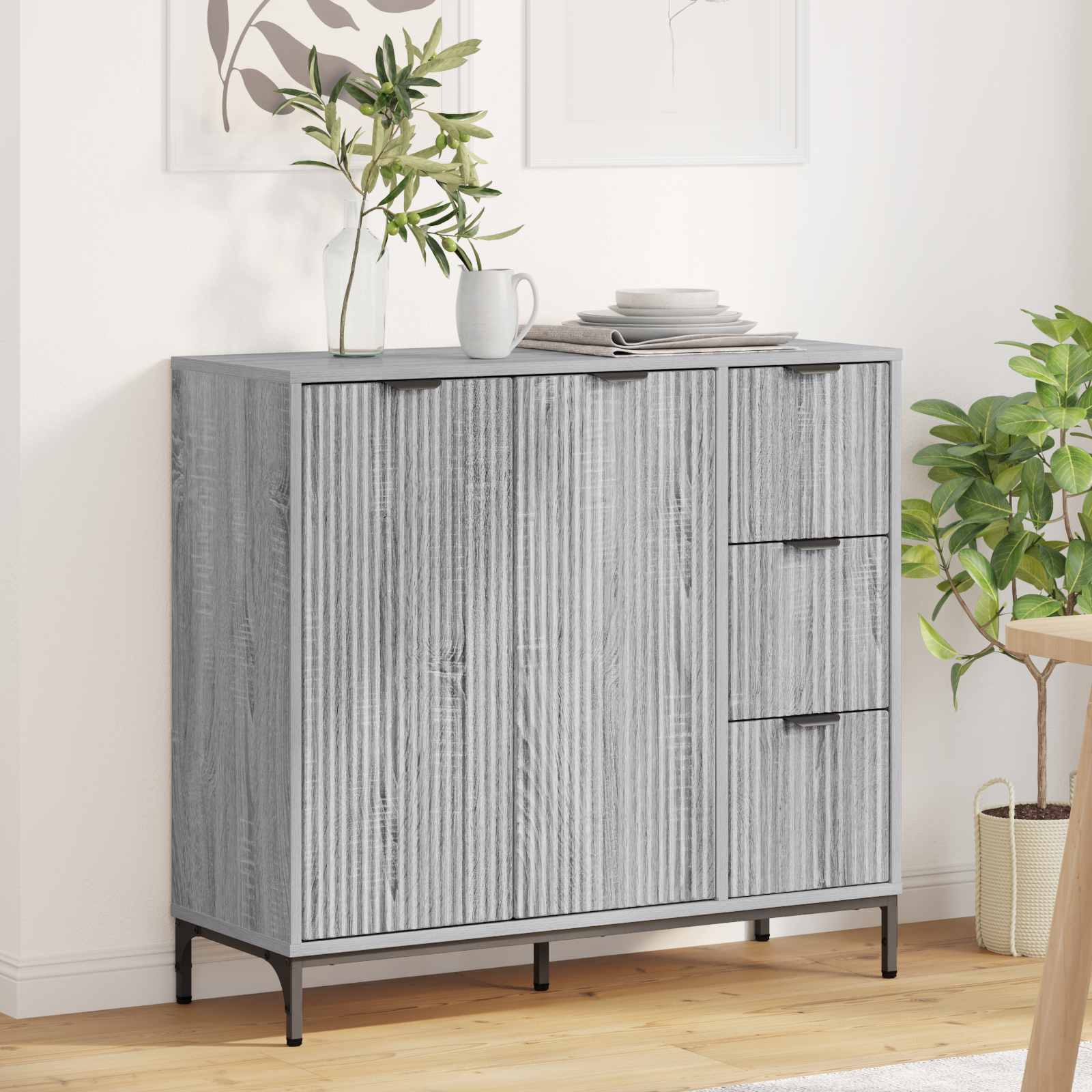 vidaXL Bufet Szary Sonoma 89,5 x 33 x 82 cm Drewno inżynieryjne