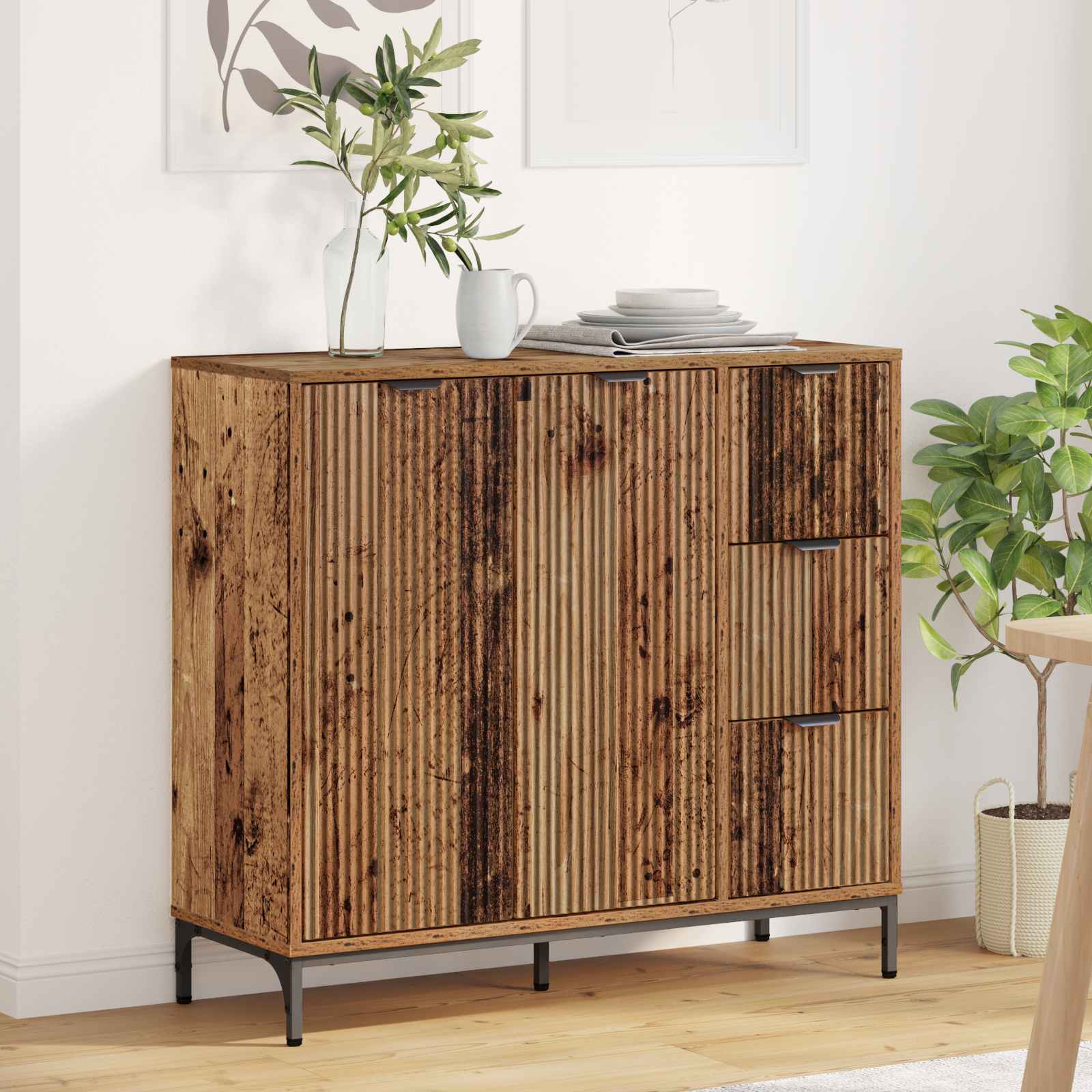 vidaXL Bufet Stare drewno 89,5 x 33 x 82 cm Drewno inżynieryjne