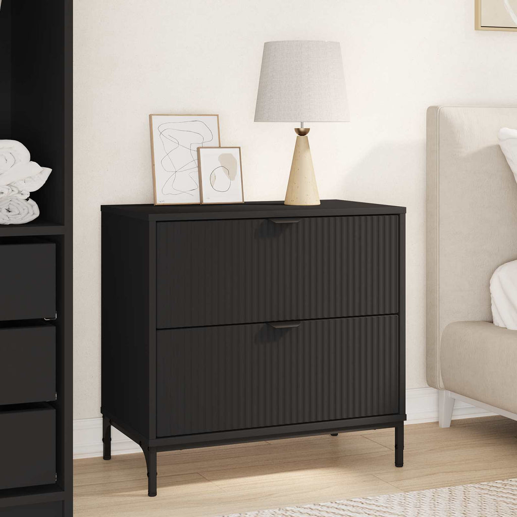 vidaXL Stolik nocny Czarny 63.5 x 36 x 61 cm Materiał drewnopochodny