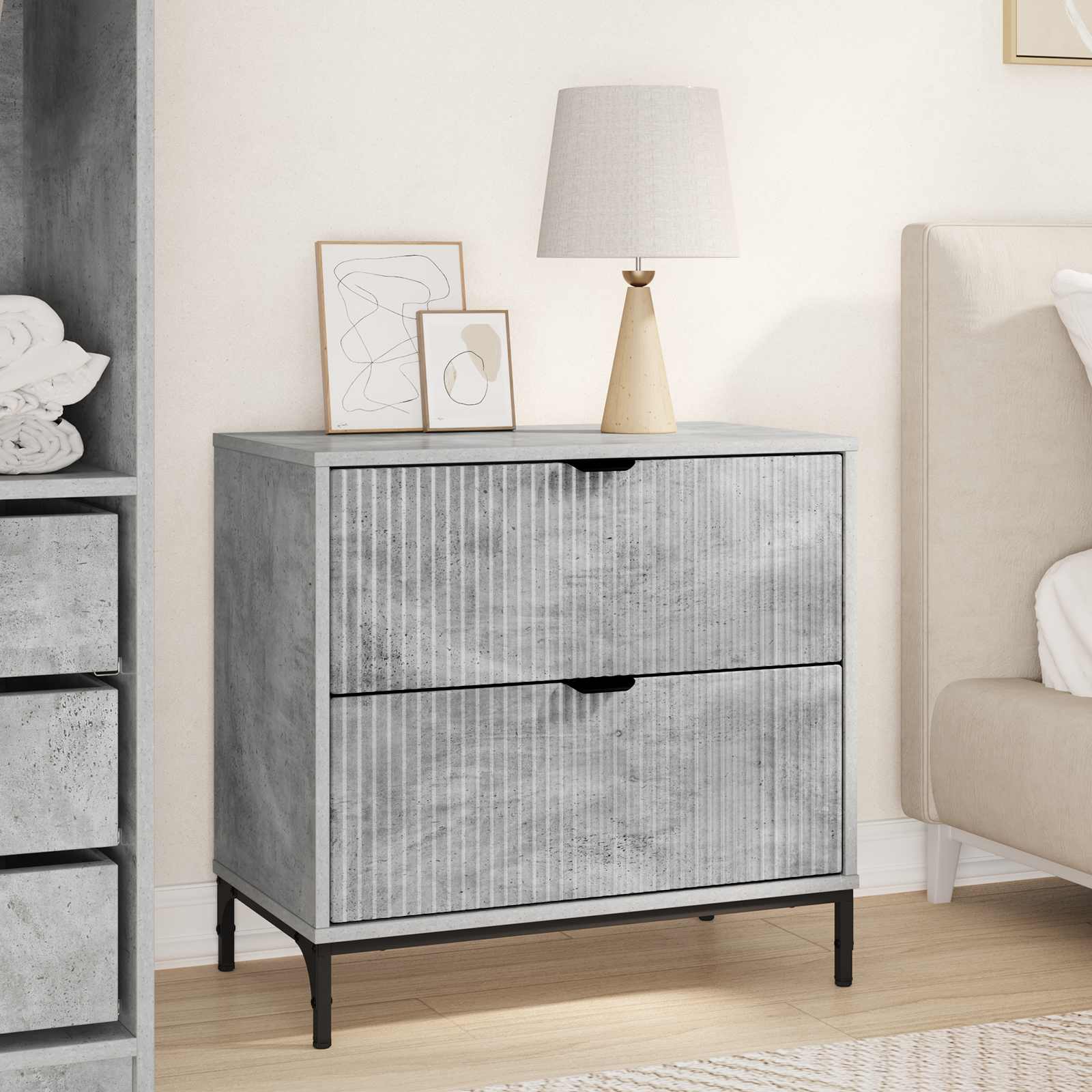 vidaXL Stolik nocny Betonowy szary 63.5 x 36 x 61 cm