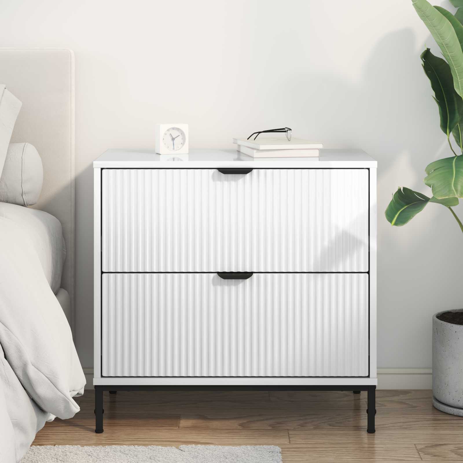vidaXL Stolik nocny Biały na wysoki połysk 63.5 x 36 x 61 cm