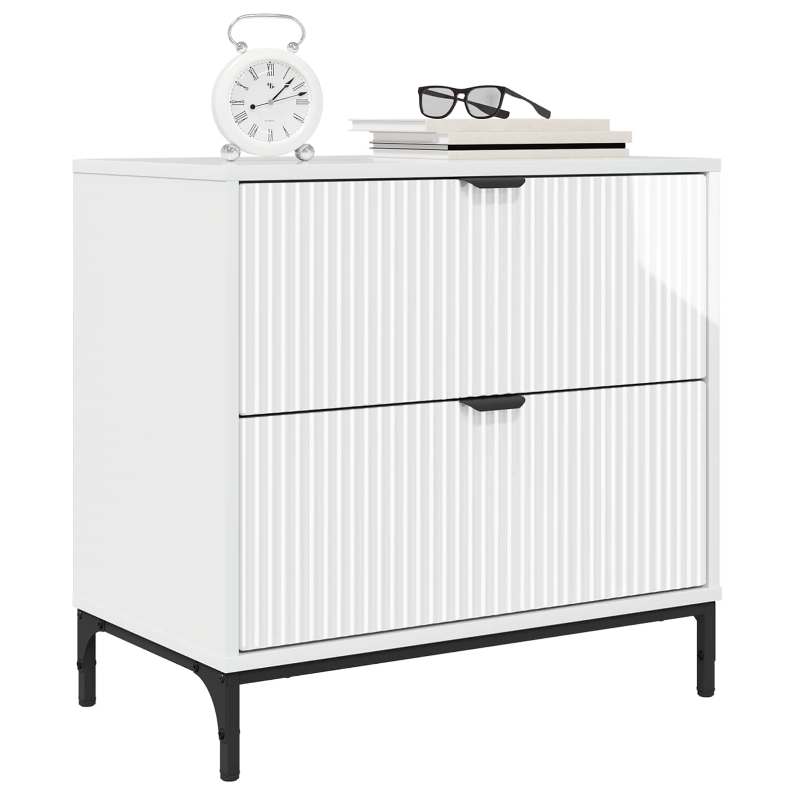 vidaXL Stolik nocny Biały na wysoki połysk 63.5 x 36 x 61 cm