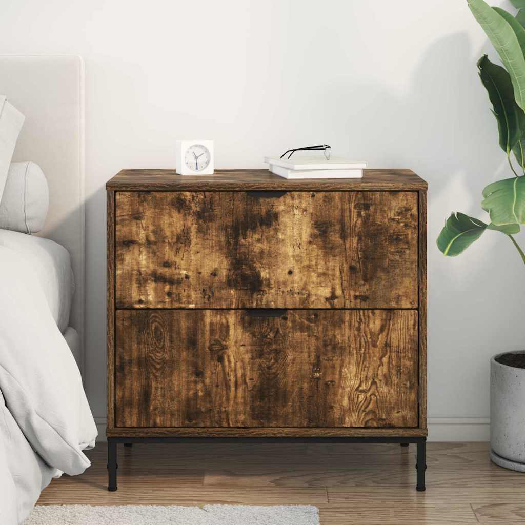 vidaXL Stolik nocny z szufladą Wędzony dąb 63.5 x 36 x 61 cm