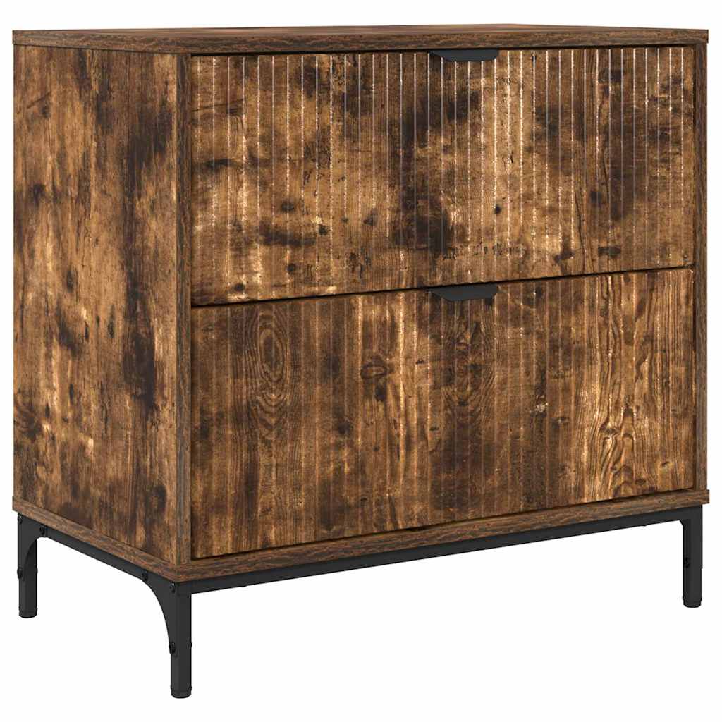 vidaXL Stolik nocny z szufladą Wędzony dąb 63.5 x 36 x 61 cm