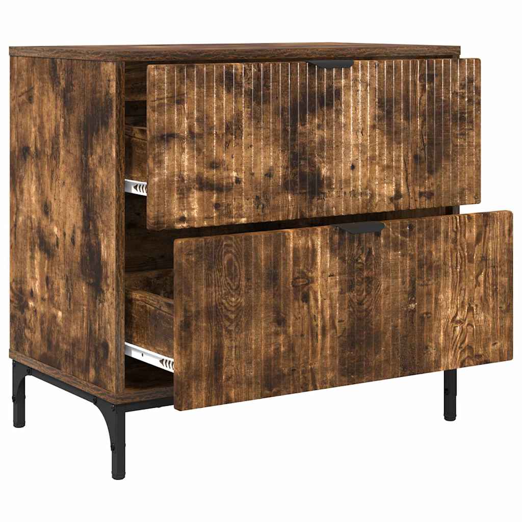 vidaXL Stolik nocny z szufladą Wędzony dąb 63.5 x 36 x 61 cm