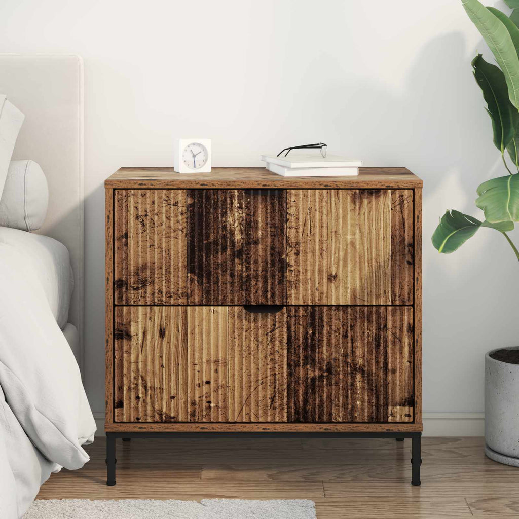 vidaXL Stolik nocny Stare drewno 63.5 x 36 x 61 cm Drewno inżynieryjne