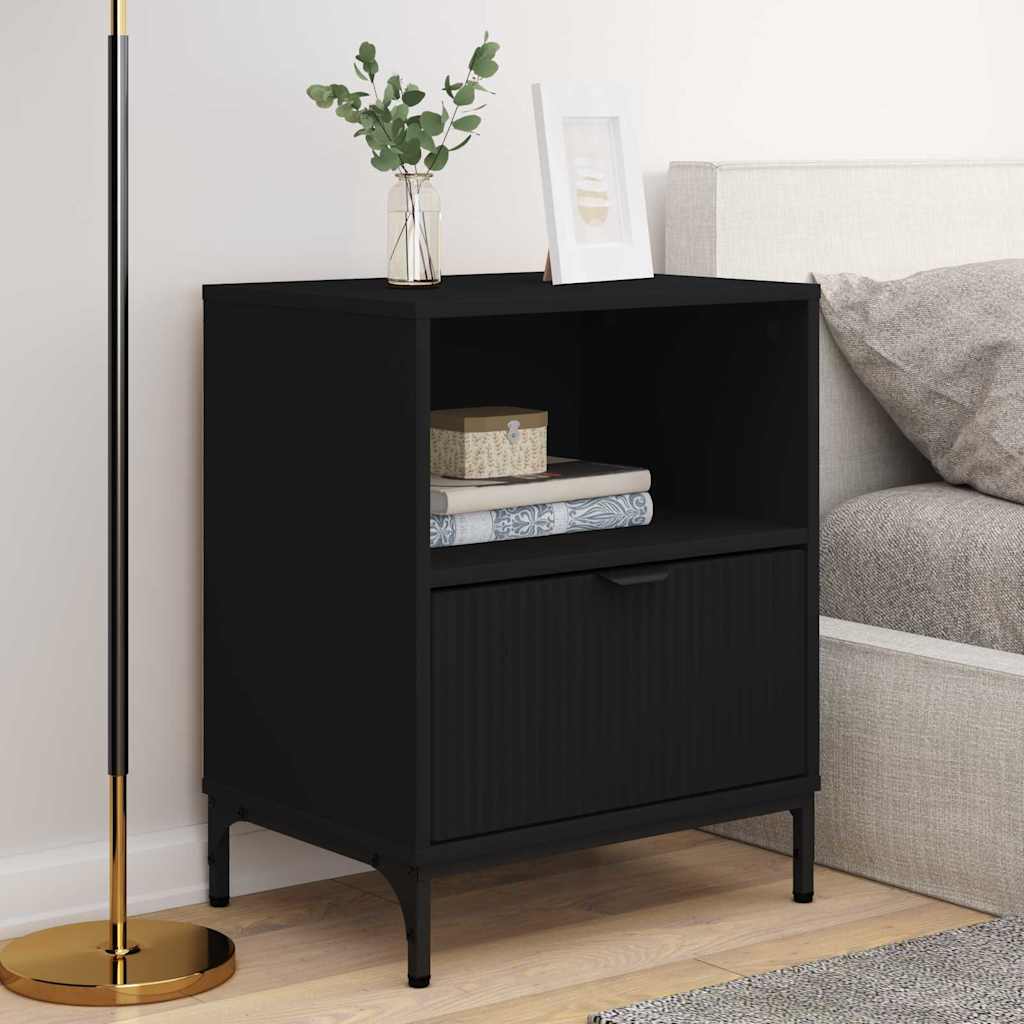 vidaXL Szafka Nocna z szufladą 2 pcs Czarny 49 x 36 x 61 cm
