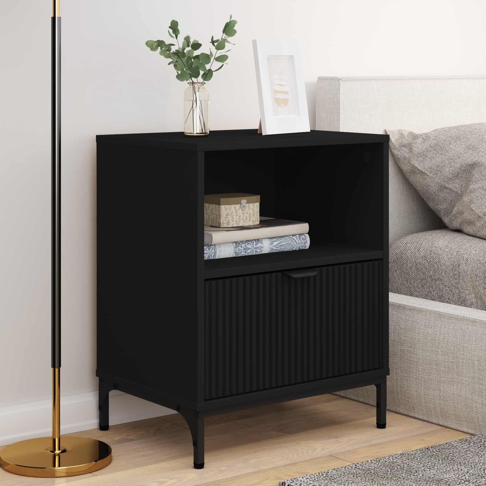 vidaXL Szafka Nocna 2 szt. Czarny 49 x 36 x 61 cm Drewno inżynieryjne
