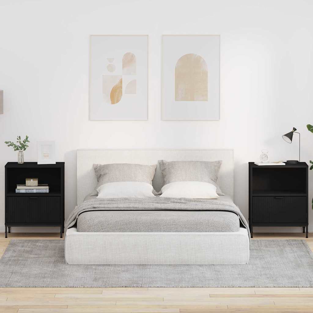 vidaXL Szafka Nocna z szufladą 2 pcs Czarny 49 x 36 x 61 cm