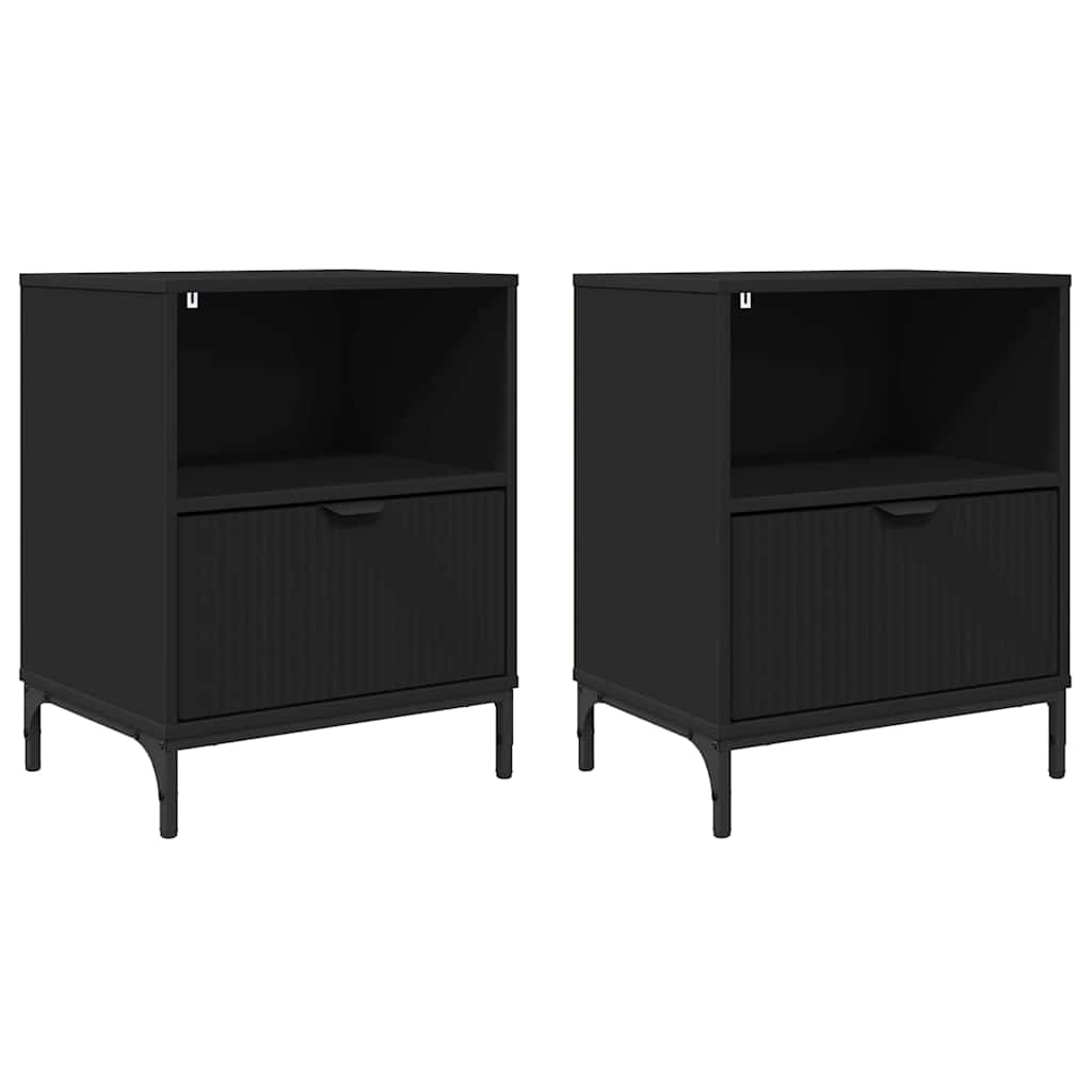 vidaXL Szafka Nocna z szufladą 2 pcs Czarny 49 x 36 x 61 cm