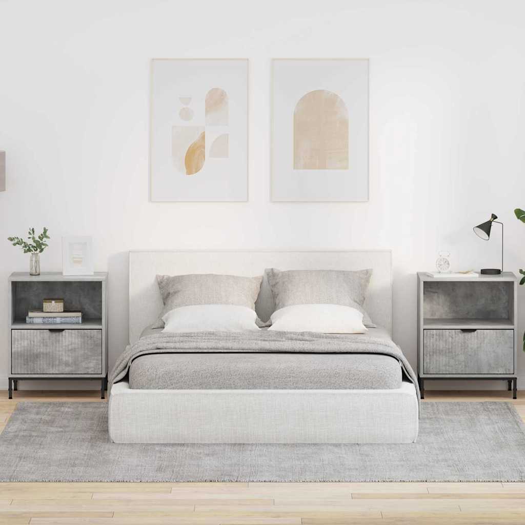 vidaXL Szafka Nocna z szufladą 2 pcs Betonowy szary 49 x 36 x 61 cm