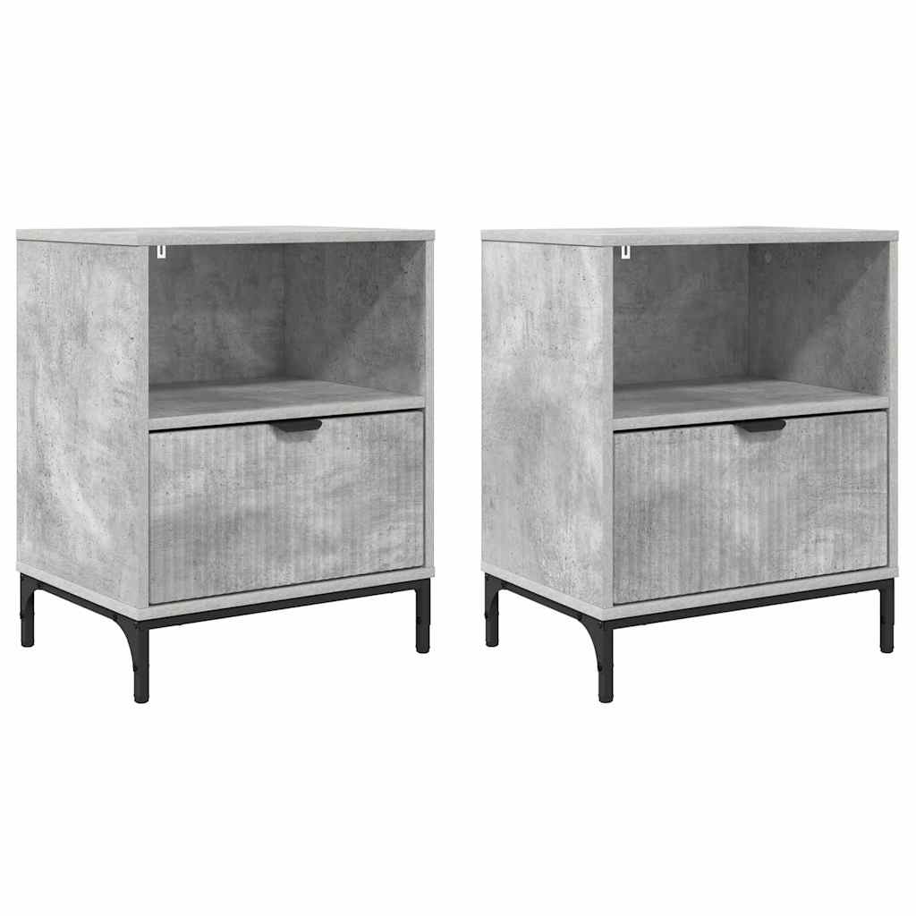 vidaXL Szafka Nocna z szufladą 2 pcs Betonowy szary 49 x 36 x 61 cm