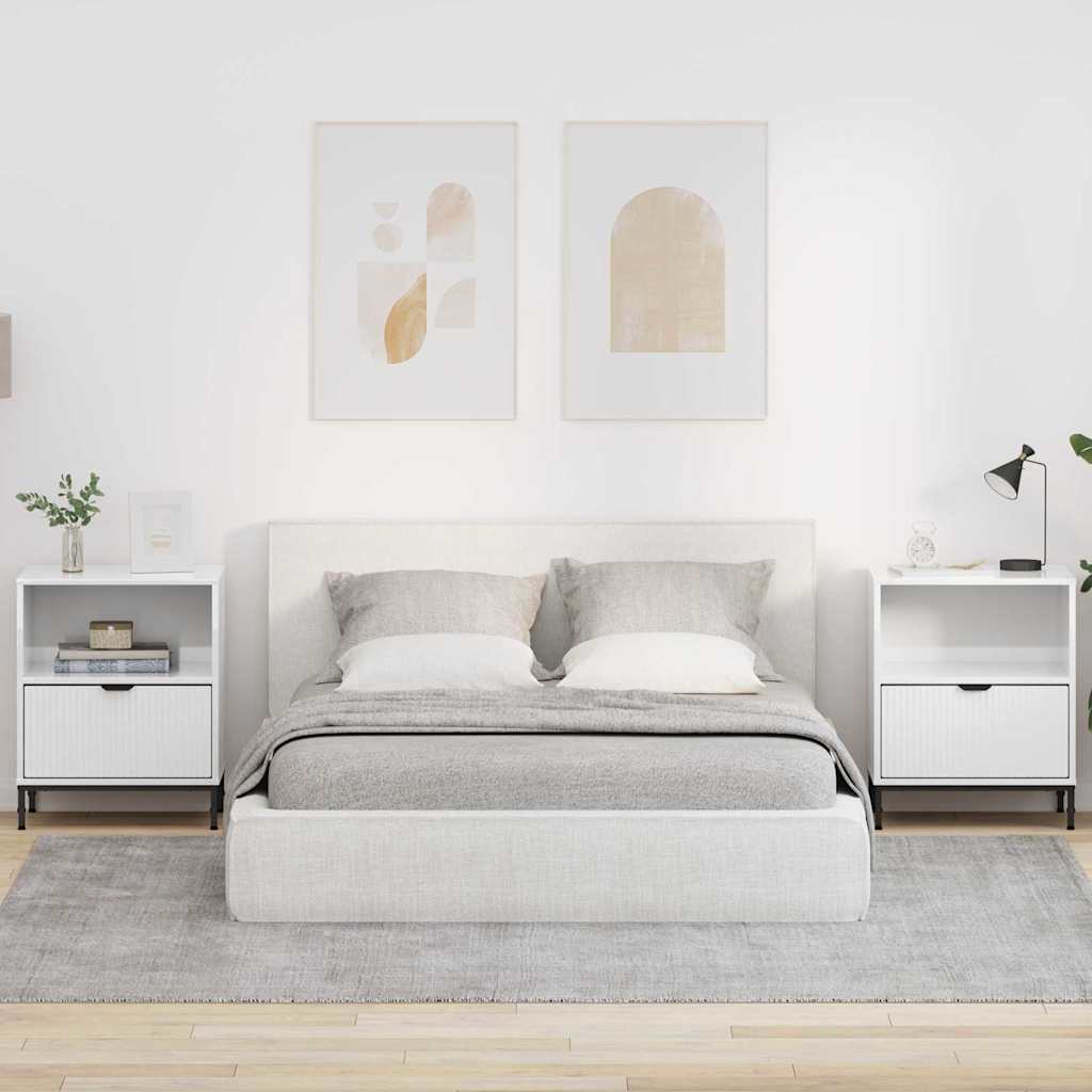 vidaXL Szafka Nocna 2 pcs Biały na wysoki połysk 49 x 36 x 61 cm