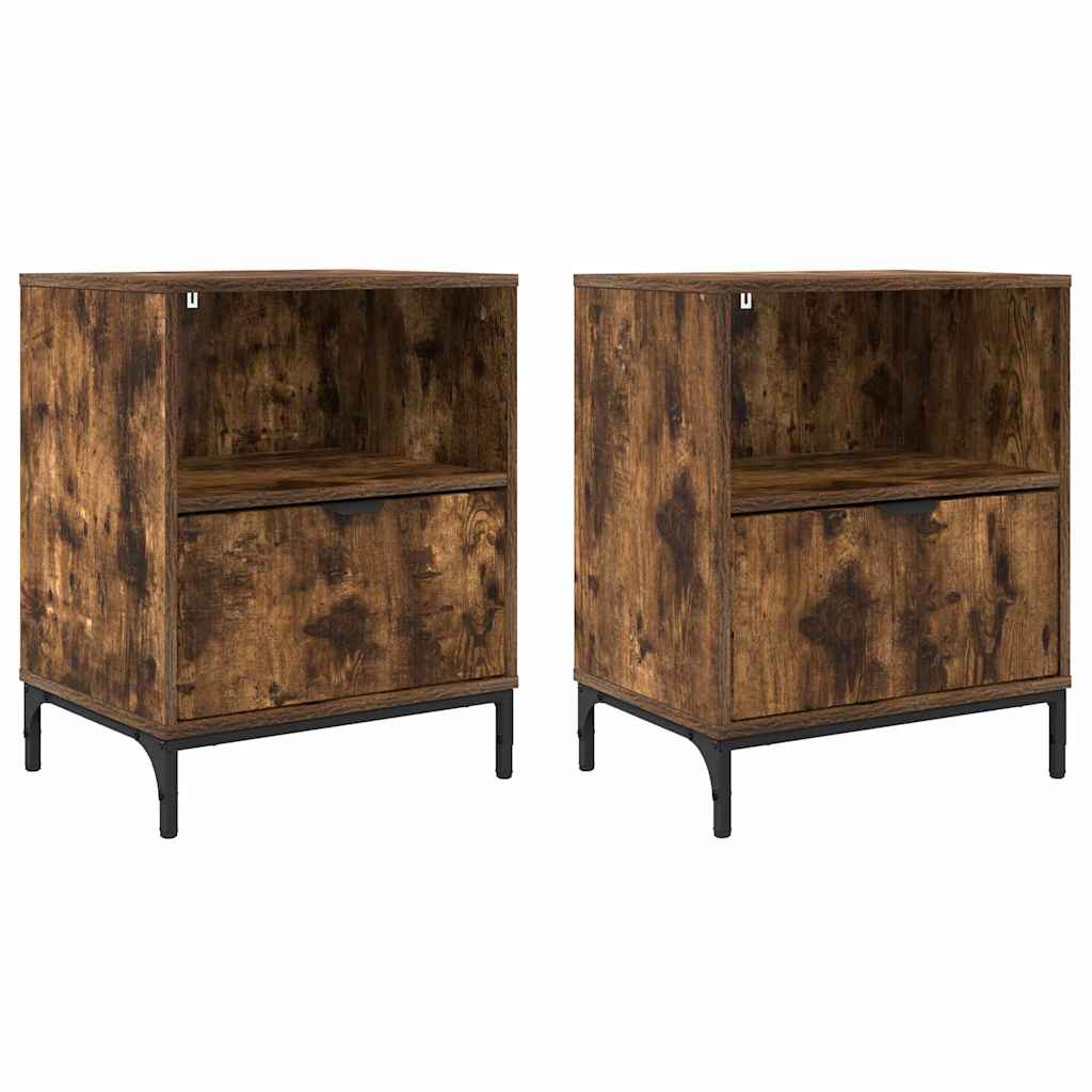 vidaXL Szafka Nocna z szufladą 2 pcs Wędzony dąb 49 x 36 x 61 cm