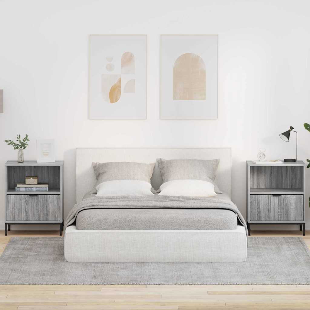 vidaXL Szafka Nocna z szufladą 2 pcs Szary dąb sonoma 49 x 36 x 61 cm