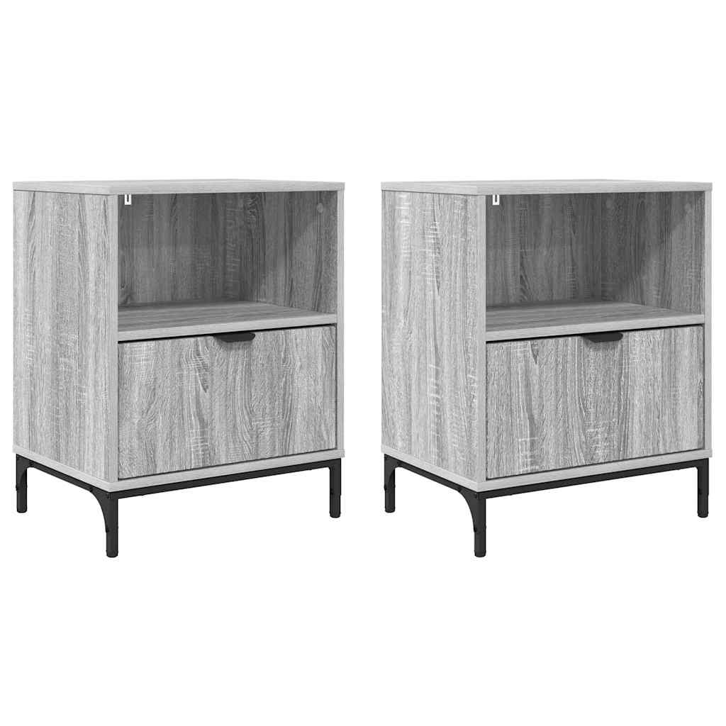 vidaXL Szafka Nocna z szufladą 2 pcs Szary dąb sonoma 49 x 36 x 61 cm