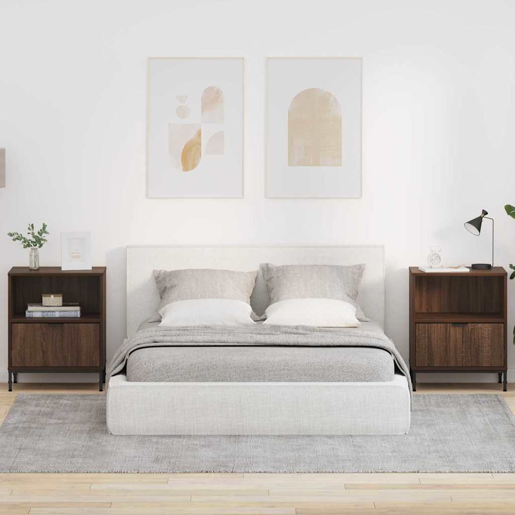 vidaXL Szafka Nocna z szufladą 2 pcs Brązowy dąb 49 x 36 x 61 cm