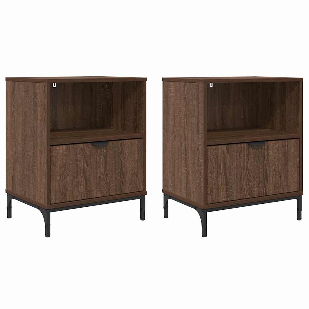vidaXL Szafka Nocna z szufladą 2 pcs Brązowy dąb 49 x 36 x 61 cm