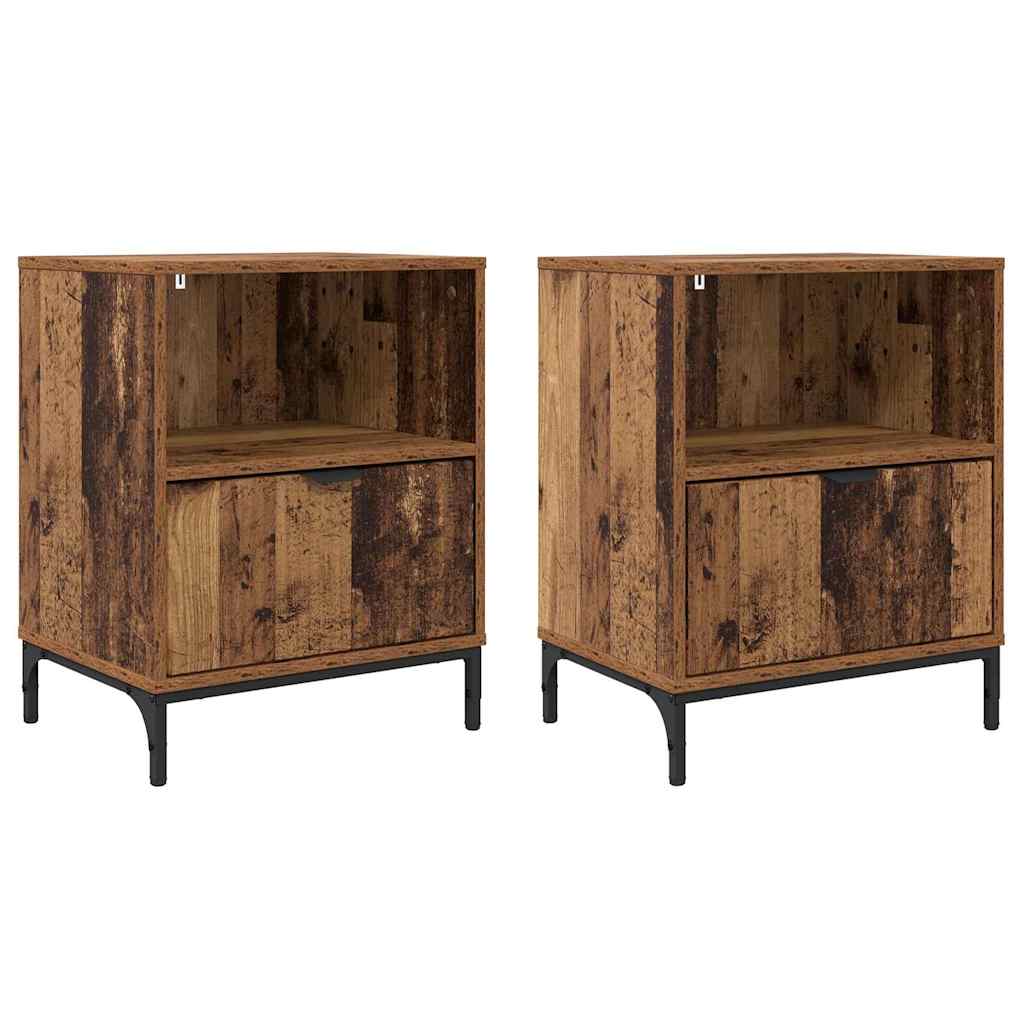 vidaXL Szafka Nocna z szufladą 2 pcs Stare drewno 49 x 36 x 61 cm