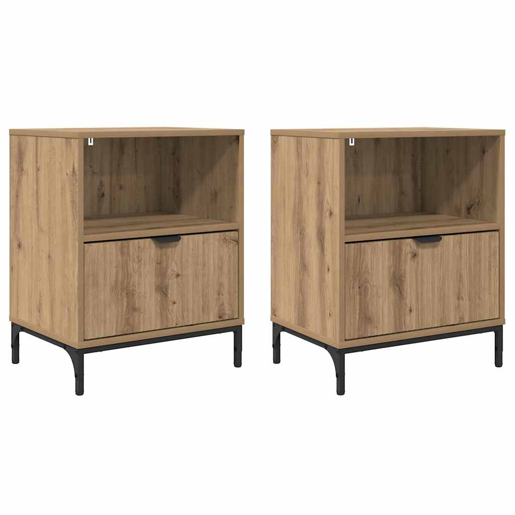 vidaXL Szafka Nocna z szufladą 2 pcs dąb artisan 49 x 36 x 61 cm